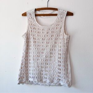 Cream crochet boho sleeveless top size M‎